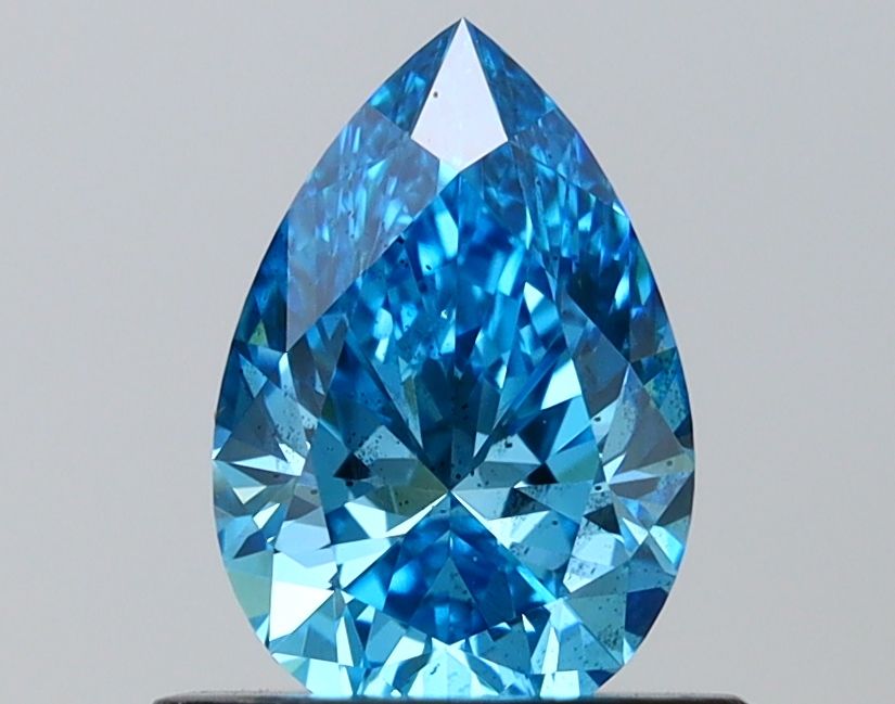 Lab-Grown Pear Diamond - 0.81 Carats, Fancy Vivid Blue Color, SI2 Clarity - Certified by IGI - Report Number: LG687573677