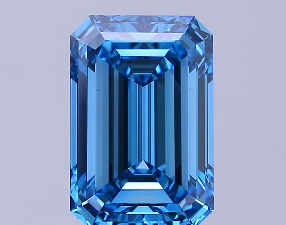 Lab-Grown Emerald Diamond - 5.06 Carats, Fancy Vivid Blue Color, VS2 Clarity - Certified by IGI - Report Number: LG685508845
