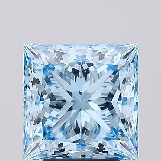 Lab-Grown Princess Diamond - 4.05 Carats, Fancy Vivid Blue Color, VVS1 Clarity - Certified by IGI - Report Number: LG606335523