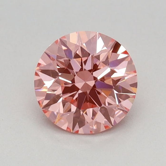 Lab-Grown Round Diamond - 0.53 Carats, Fancy Vivid Pink Color, VVS2 Clarity - Certified by IGI - Report Number: LG674552668