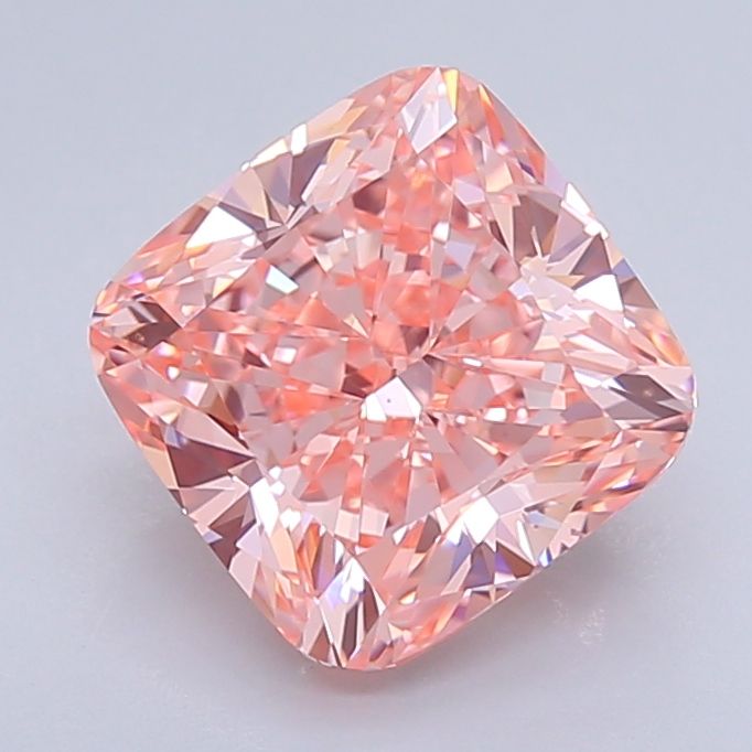 Lab-Grown Cushion Diamond - 3.48 Carats, Fancy Vivid Pink Color, VS1 Clarity - Certified by IGI - Report Number: LG639440193
