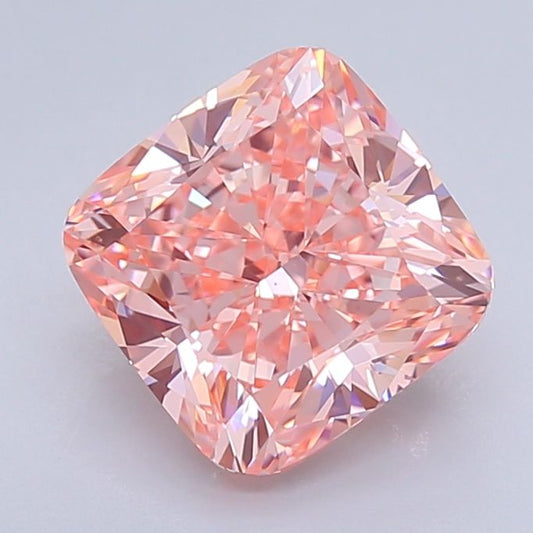 Lab-Grown Cushion Diamond - 3.48 Carats, Fancy Vivid Pink Color, VS1 Clarity - Certified by IGI - Report Number: LG639440193