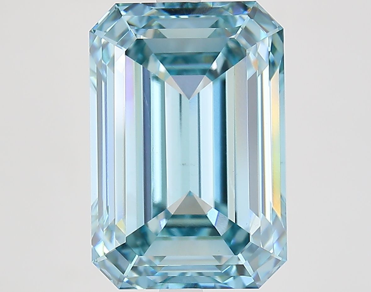 Lab-Grown Emerald Diamond - 7.68 Carats, Fancy Intense Blue Color, VS1 Clarity - Certified by IGI - Report Number: LG683583360