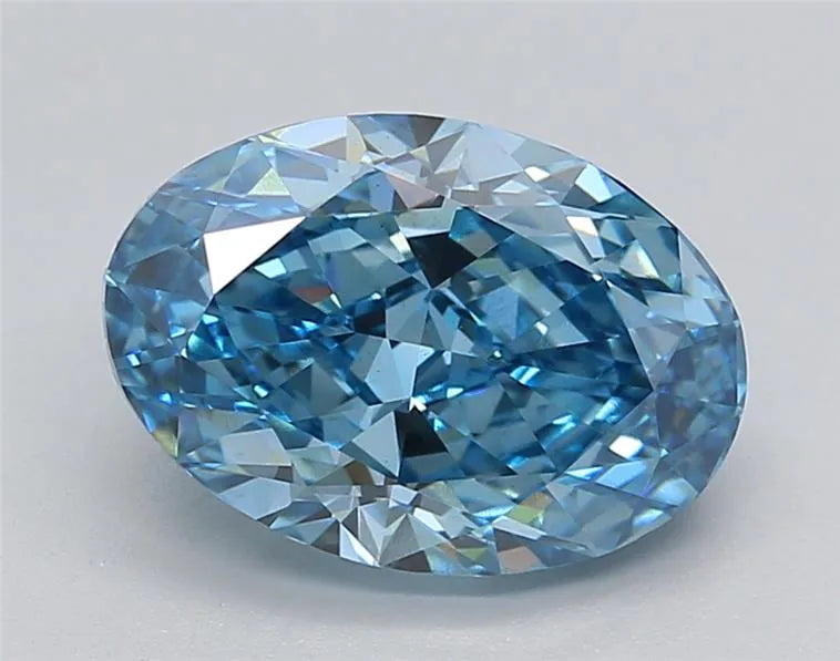 3,03 ct ovaler, im Labor gezüchteter Diamant (Farbe: Fancy Vivid Blue, Reinheit: VS1, IGI-zertifiziert)