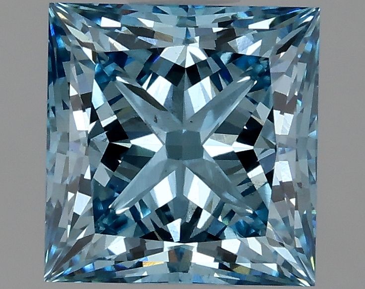 Lab-Grown Princess Diamond - 1.72 Carats, Fancy Vivid Blue Color, VS2 Clarity - Certified by IGI - Report Number: LG621483166