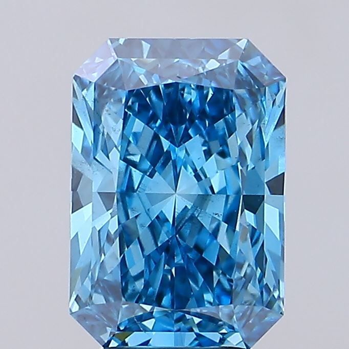 Lab-Grown Radiant Diamond - 3.51 Carats, Fancy Vivid Blue Color, VS2 Clarity - Certified by IGI - Report Number: LG681583288
