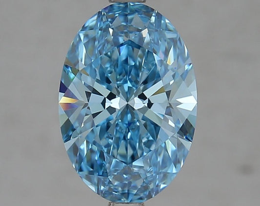 Lab-Grown Oval Diamond - 2.58 Carats, Fancy Vivid Blue Color, VVS2 Clarity - Certified by IGI - Report Number: LG651436927