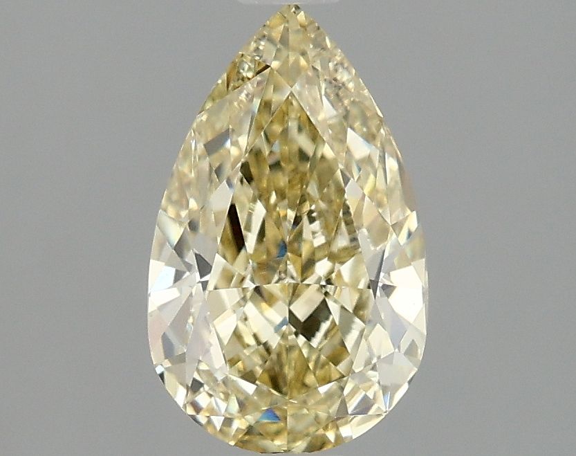 Lab-Grown Pear Diamond - 1.55 Carats, Fancy Yellow Color, VVS2 Clarity - Certified by IGI - Report Number: LG660418189
