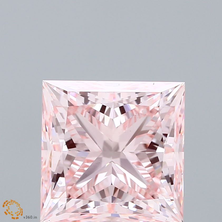 Lab-Grown Princess Diamond - 4.07 Carats, Fancy Intense Pink Color, VS1 Clarity - Certified by IGI - Report Number: LG663406159