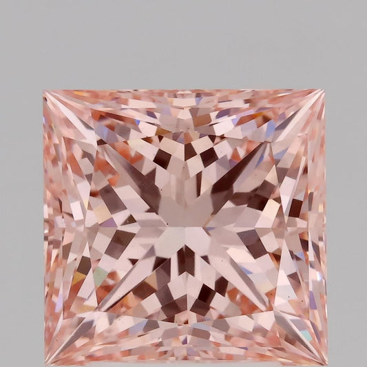 Lab-Grown Princess Diamond - 3.65 Carats, Fancy Intense Pink Color, VS1 Clarity - Certified by IGI - Report Number: LG685530822