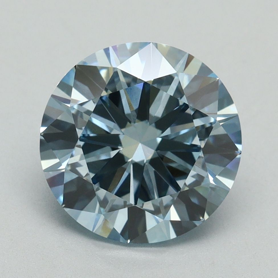 Lab-Grown Round Diamond - 3.0 Carats, Fancy Intense Blue Color, VVS2 Clarity - Certified by IGI - Report Number: LG636401530