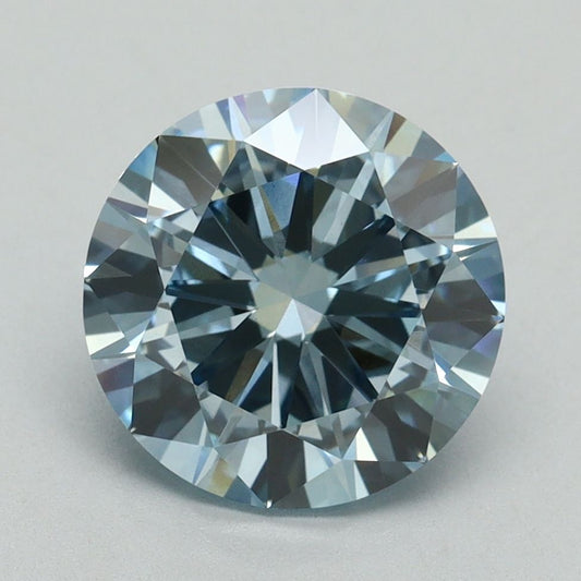 Lab-Grown Round Diamond - 3.0 Carats, Fancy Intense Blue Color, VVS2 Clarity - Certified by IGI - Report Number: LG636401530