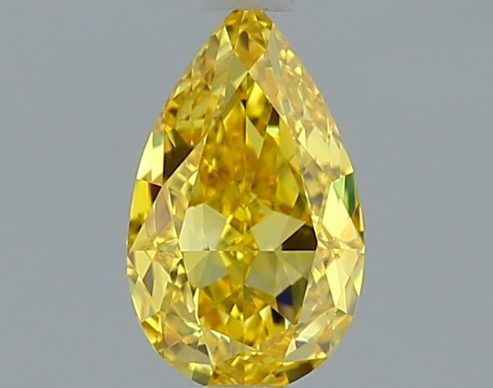 Lab-Grown Pear Diamond - 0.7 Carats, Fancy Vivid Yellow Color, VVS2 Clarity - Certified by IGI - Report Number: LG639406570