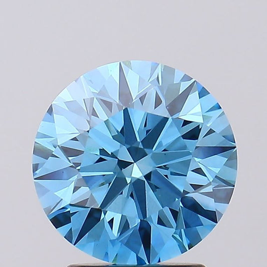 Lab-Grown Round Diamond - 2.54 Carats, Fancy Vivid Blue Color, VS1 Clarity - Certified by IGI - Report Number: LG607366949