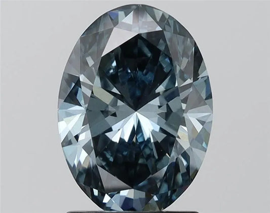 Diamant ovale de 2,50 ct (couleur bleu vif fantaisie, pureté VS1, certifié IGI)