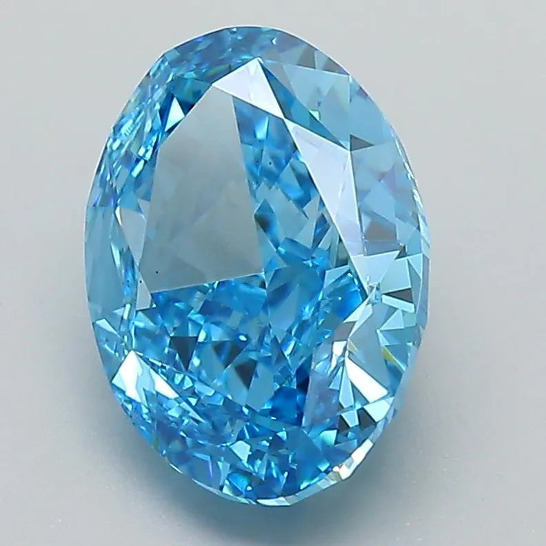 3.02ct Oval Lab Grown Diamond (Colour Fancy Vivid Blue, Clarity VS1, IGI Certified)