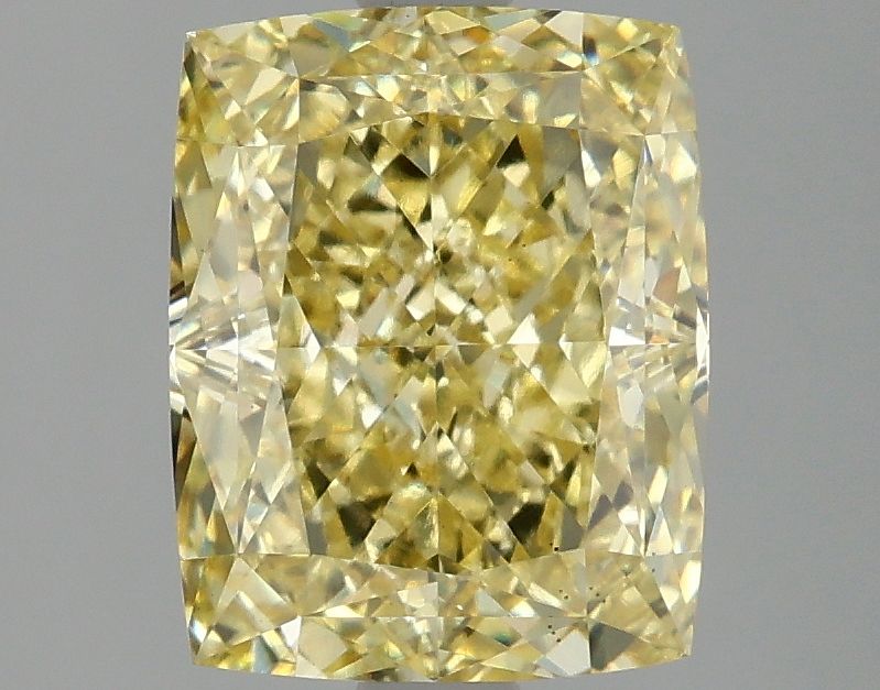 Lab-Grown Cushion Diamond - 3.08 Carats, Fancy Vivid Yellow Color, VS2 Clarity - Certified by IGI - Report Number: LG685588547