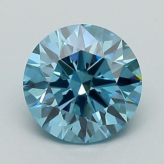 Lab-Grown Round Diamond - 1.01 Carats, Fancy Vivid Blue Color, VVS2 Clarity - Certified by IGI - Report Number: LG683531956