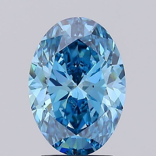 Lab-Grown Oval Diamond - 3.05 Carats, Fancy Vivid Blue Color, VS1 Clarity - Certified by IGI - Report Number: LG675594229