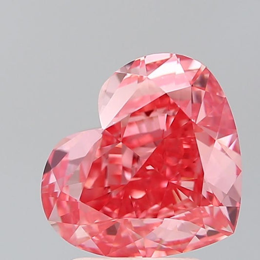 Lab-Grown Heart Diamond - 2.6 Carats, Fancy Vivid Pink Color, VVS2 Clarity - Certified by IGI - Report Number: LG636497152