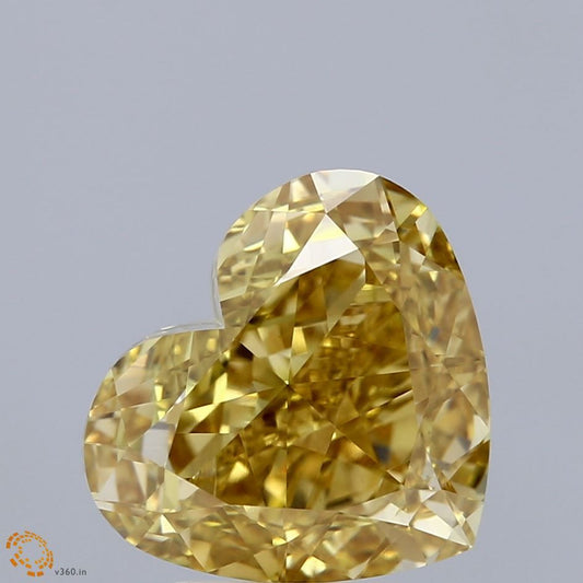 Lab-Grown Heart Diamond - 5.09 Carats, Fancy Vivid Yellow Color, VS1 Clarity - Certified by IGI - Report Number: LG668454879