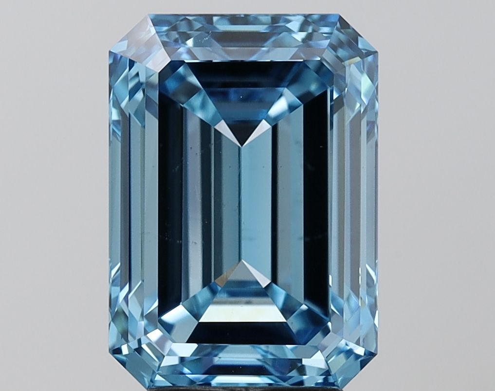 Lab-Grown Emerald Diamond - 5.02 Carats, Fancy Vivid Blue Color, VS2 Clarity - Certified by IGI - Report Number: LG640454491