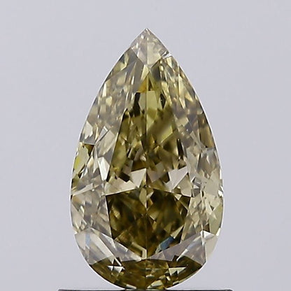 Lab-Grown Pear Diamond - 1.14 Carats, Fancy Gray Yellow Color, SI2 Clarity - Certified by IGI - Report Number: LG636496610