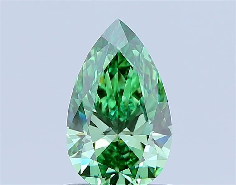 Diamant de laboratoire taille poire de 1,20 ct (couleur vert vif fantaisie, pureté VS1, certifié IGI)