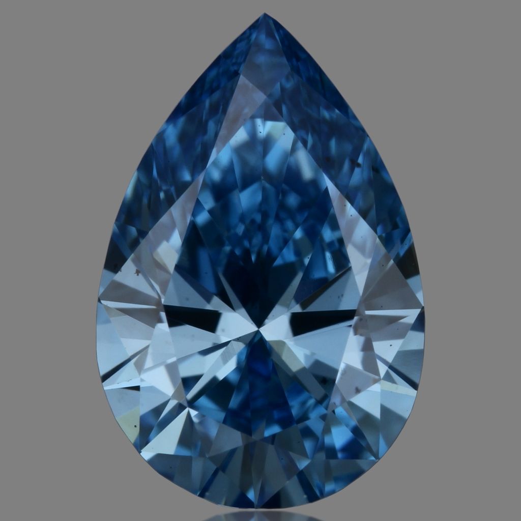 Lab-Grown Pear Diamond - 0.88 Carats, Fancy Vivid Blue Color, VS2 Clarity - Certified by IGI - Report Number: LG645478041