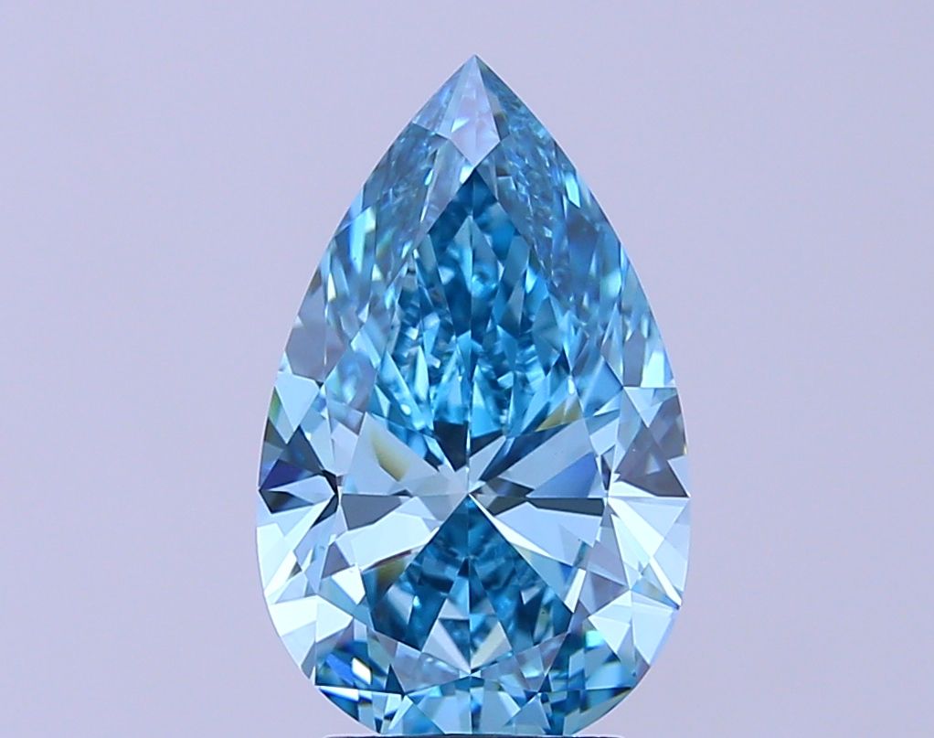 Lab-Grown Pear Diamond - 3.51 Carats, Fancy Vivid Blue Color, VS1 Clarity - Certified by IGI - Report Number: LG675571482