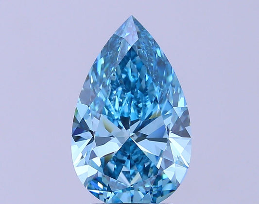 Lab-Grown Pear Diamond - 3.51 Carats, Fancy Vivid Blue Color, VS1 Clarity - Certified by IGI - Report Number: LG675571482