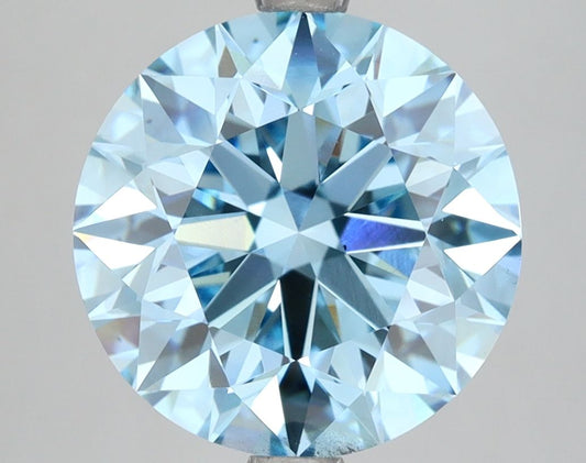 Lab-Grown Round Diamond - 4.98 Carats, Fancy Vivid Blue Color, VS2 Clarity - Certified by IGI - Report Number: LG640410362