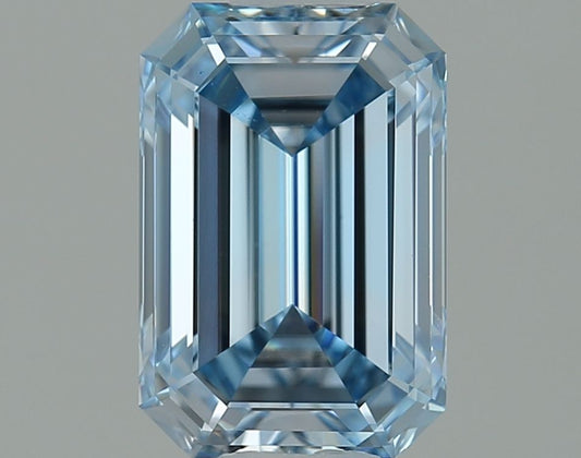 Lab-Grown Emerald Diamond - 0.82 Carats, Fancy Intense Blue Color, VVS2 Clarity - Certified by IGI - Report Number: LG647480607