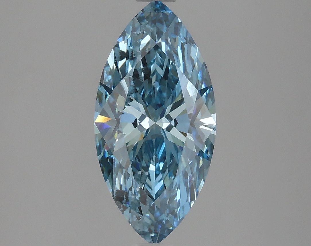 Lab-Grown Marquise Diamond - 1.78 Carats, Fancy Vivid Blue Color, SI1 Clarity - Certified by IGI - Report Number: LG621483101