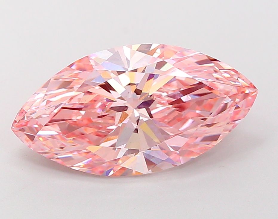 Lab-Grown Marquise Diamond - 5.05 Carats, Fancy Vivid Pink Color, VS1 Clarity - Certified by IGI - Report Number: LG681532020