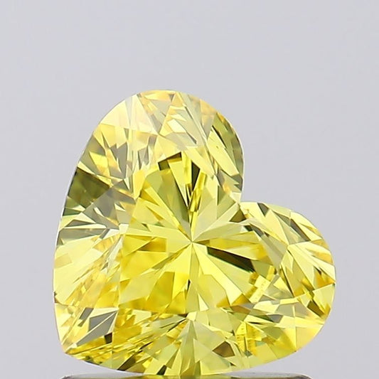 Lab-Grown Heart Diamond - 1.01 Carats, Fancy Vivid Yellow Color, VVS2 Clarity - Certified by IGI - Report Number: LG618463415