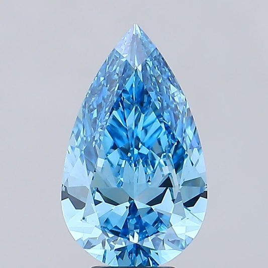Lab-Grown Pear Diamond - 5.04 Carats, Fancy Vivid Blue Color, VS1 Clarity - Certified by IGI - Report Number: LG683551715
