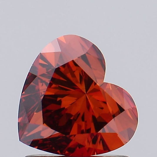 Lab-Grown Heart Diamond - 1.12 Carats, Fancy Vivid Orange Color, VS1 Clarity - Certified by IGI - Report Number: LG622493900