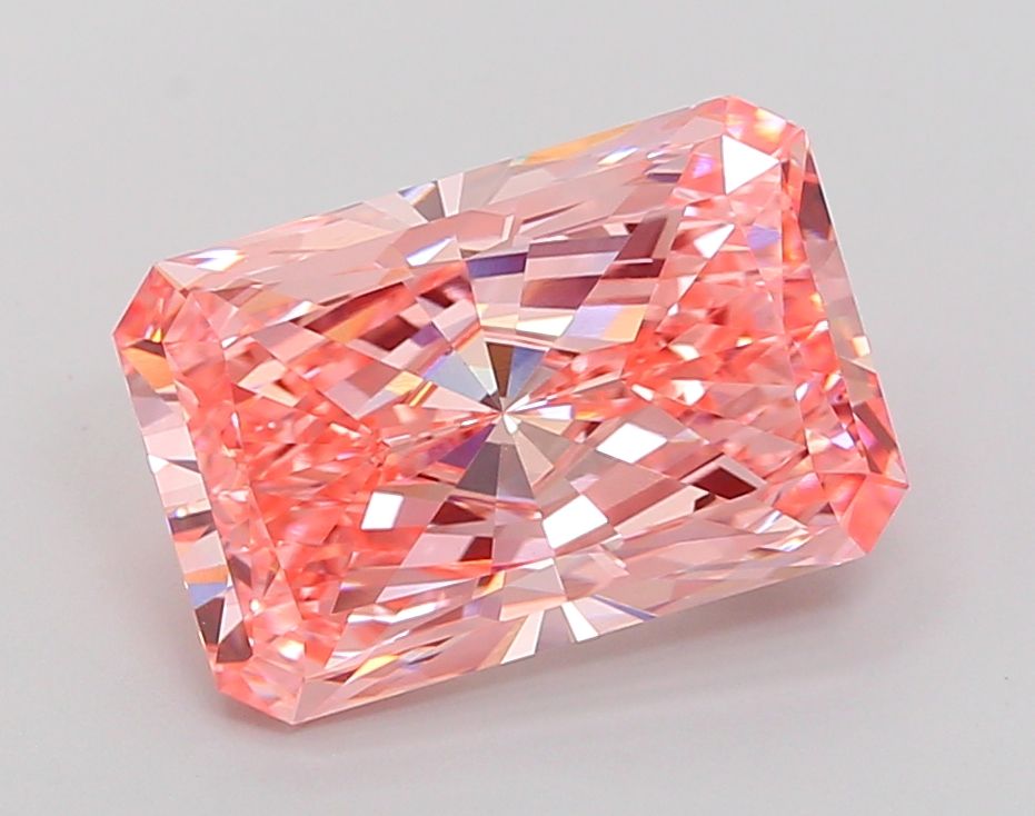 Lab-Grown Radiant Diamond - 6.03 Carats, Fancy Vivid Pink Color, VVS2 Clarity - Certified by IGI - Report Number: LG678519649