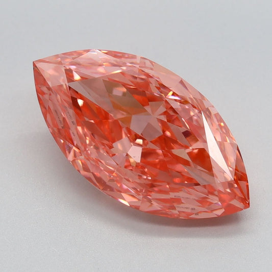 Lab-Grown Marquise Diamond - 4.09 Carats, Fancy Vivid Pink Color, VVS2 Clarity - Certified by IGI - Report Number: LG647475029