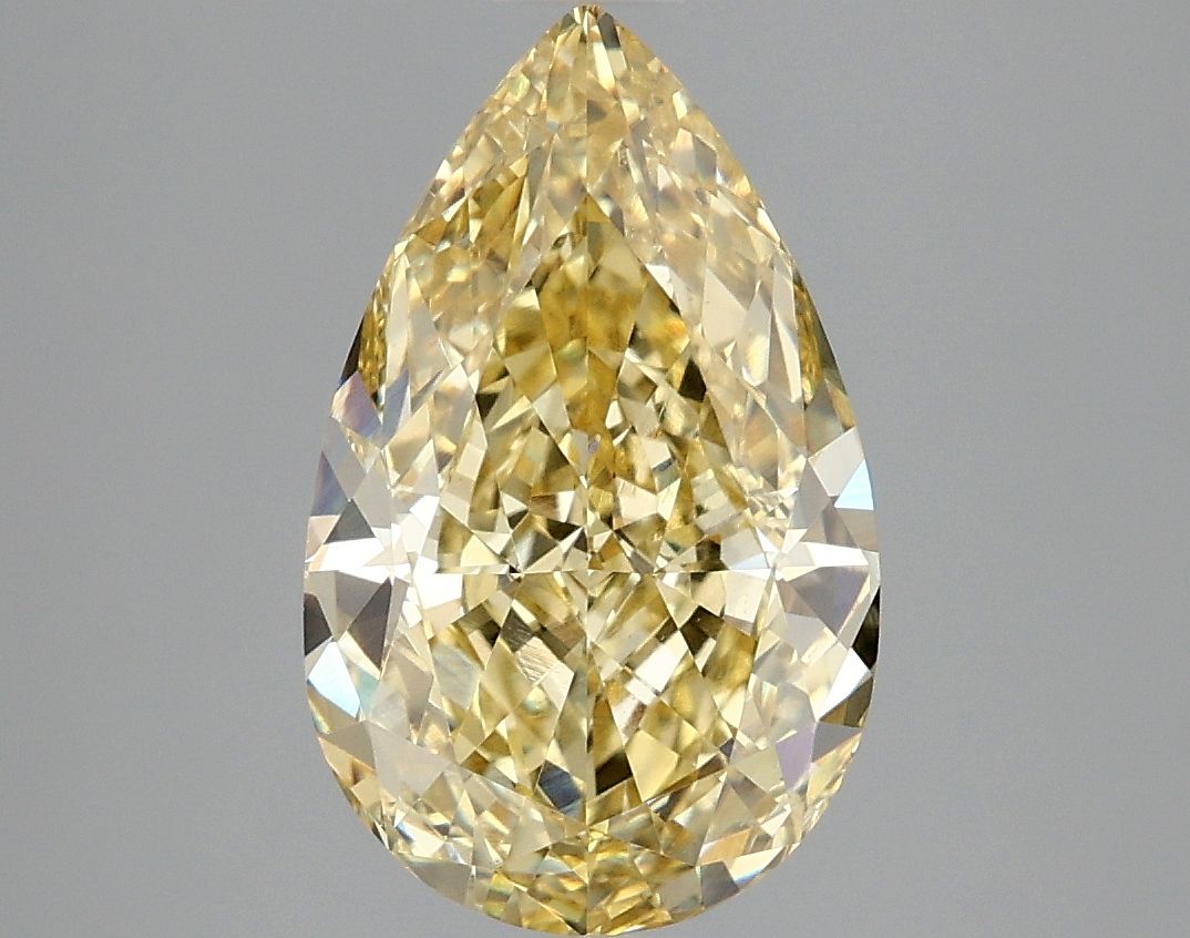 Lab-Grown Pear Diamond - 3.1 Carats, Fancy Intense Yellow Color, VVS2 Clarity - Certified by IGI - Report Number: LG666434159