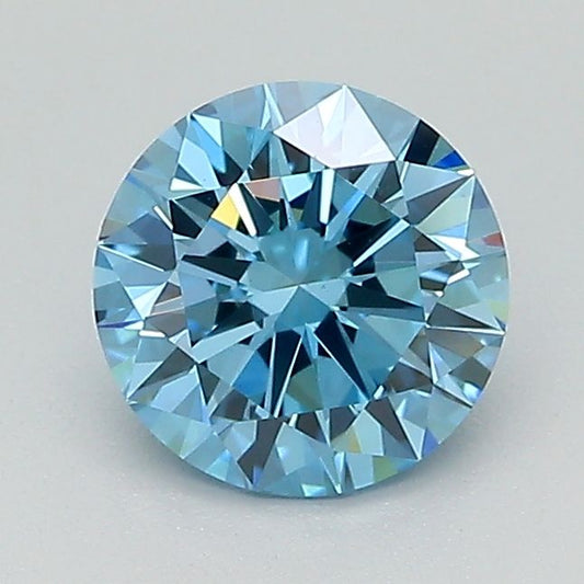 Lab-Grown Round Diamond - 1.04 Carats, Fancy Vivid Blue Color, VVS2 Clarity - Certified by IGI - Report Number: LG668436162