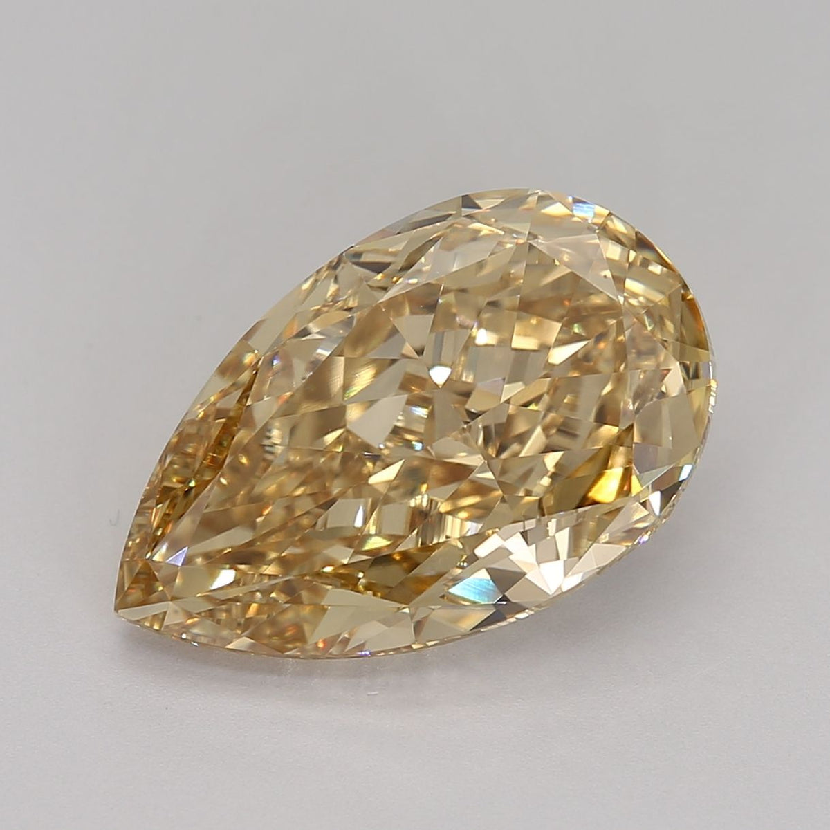 Lab-Grown Pear Diamond - 7.07 Carats, Fancy Intense Yellow Color, VS1 Clarity - Certified by IGI - Report Number: LG665401436
