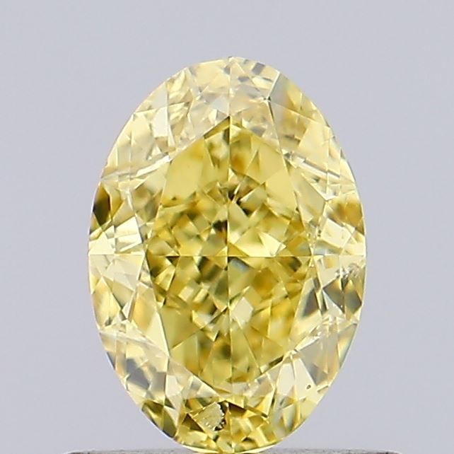 Lab-Grown Oval Diamond - 0.72 Carats, Fancy Vivid Yellow Color, SI1 Clarity - Certified by IGI - Report Number: LG638466108