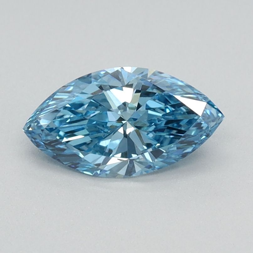 Lab-Grown Marquise Diamond - 0.49 Carats, Fancy Vivid Blue Color, VVS2 Clarity - Certified by IGI - Report Number: LG584356914