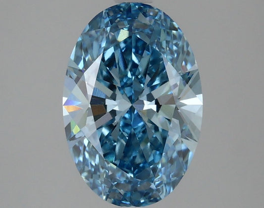 Lab-Grown Oval Diamond - 2.55 Carats, Fancy Vivid Blue Color, VS2 Clarity - Certified by IGI - Report Number: LG634426800