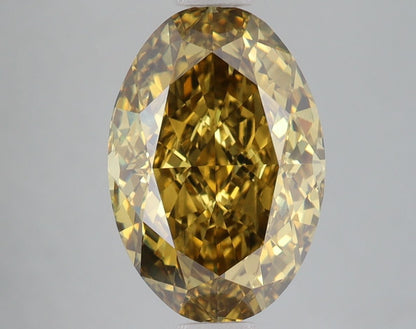 Lab-Grown Oval Diamond - 4.52 Carats, Fancy Vivid Brownish Yellow Color, VS1 Clarity - Certified by IGI - Report Number: LG670459446
