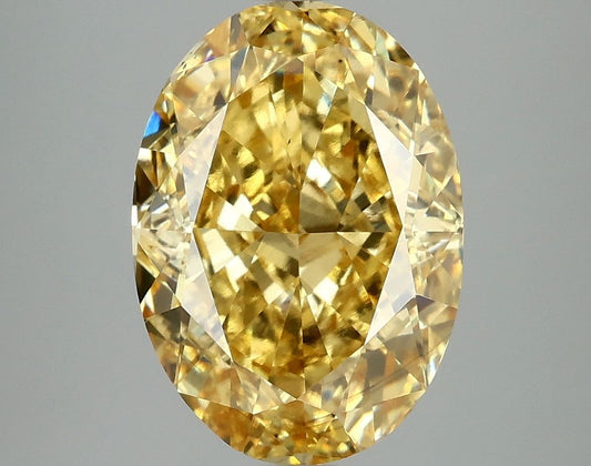 Lab-Grown Oval Diamond - 5.03 Carats, Fancy Vivid Yellow Color, VS2 Clarity - Certified by IGI - Report Number: LG663414701