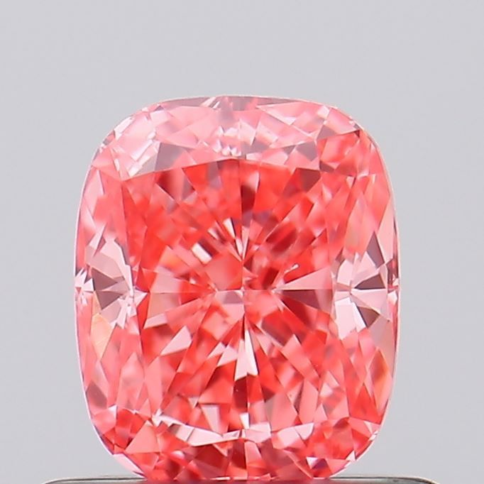 Lab-Grown Cushion Diamond - 0.6 Carats, Fancy Vivid Pink Color, VS1 Clarity - Certified by IGI - Report Number: LG595385553