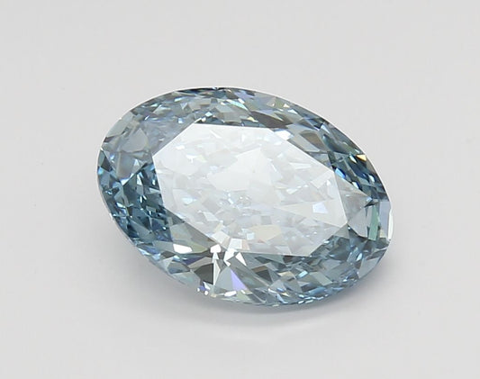 Lab-Grown Oval Diamond - 2.59 Carats, Fancy Vivid Blue Color, VVS2 Clarity - Certified by IGI - Report Number: LG569311603